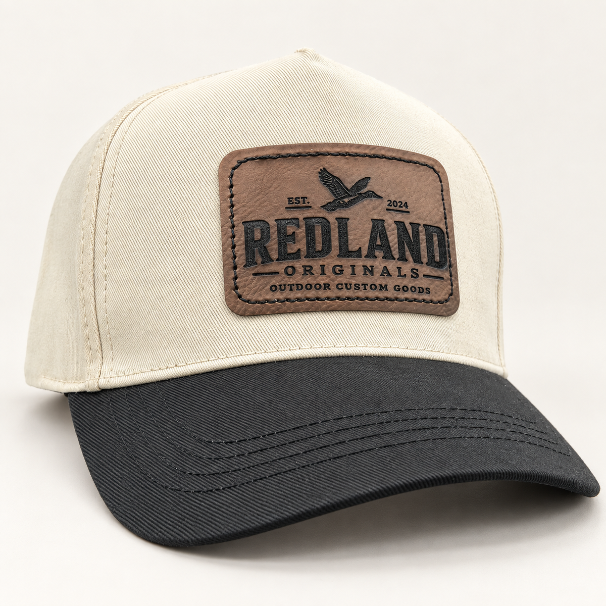 Cream & Black Patch Hat