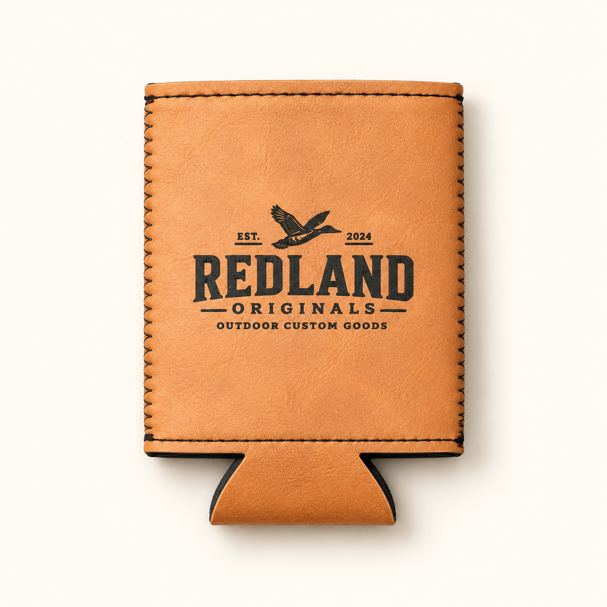 Leather Patch Can Koozie - Slim Can