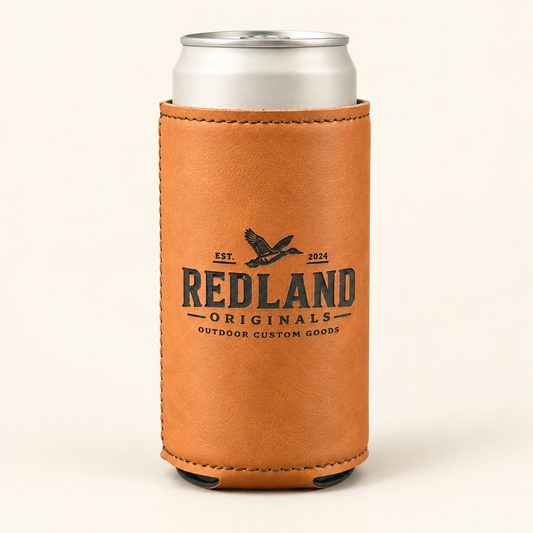 Leather Patch Can Koozie - Slim Can