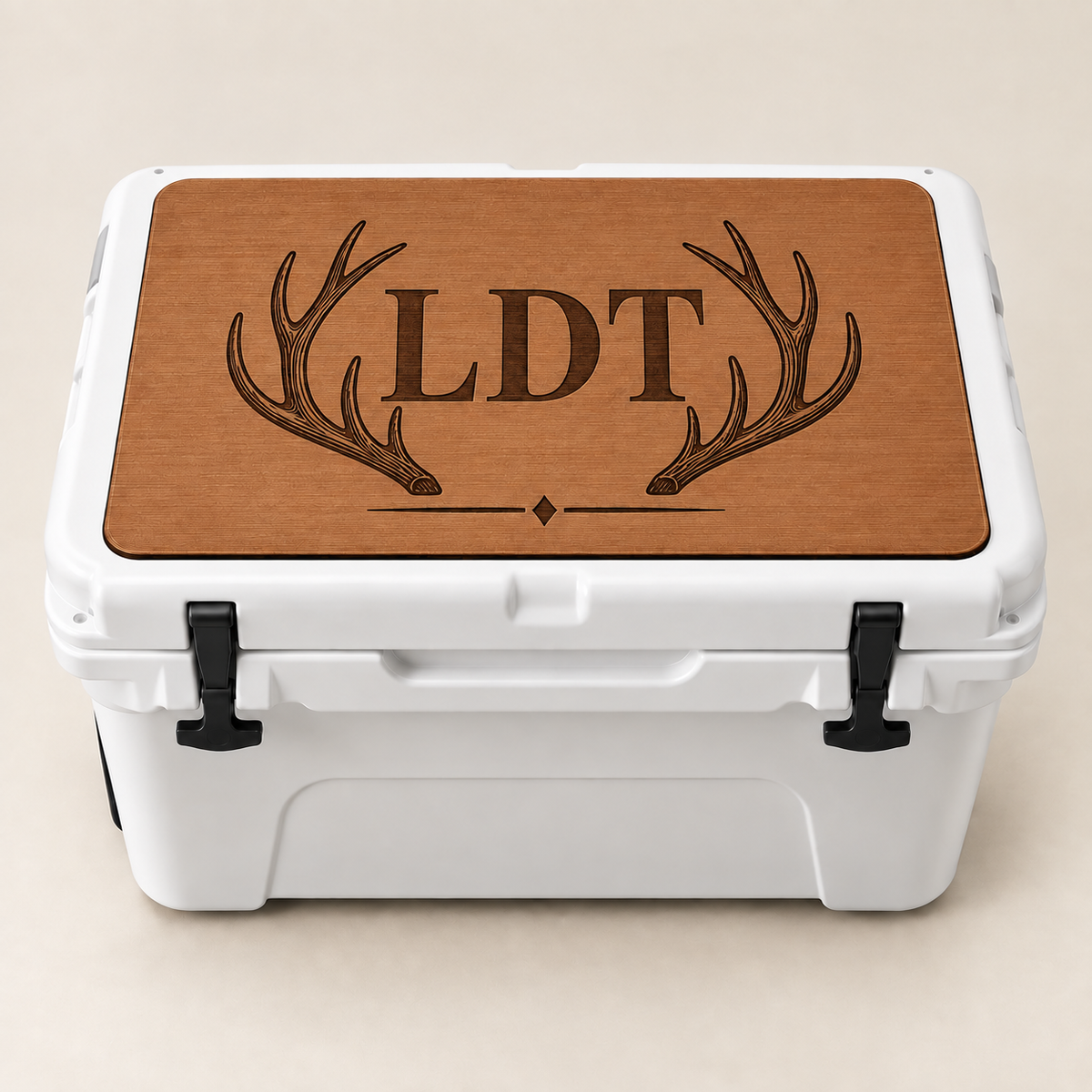 Clean name cooler top - three-initial monogram with antlers
