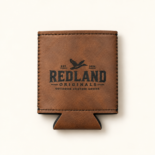 Leather Patch Can Koozie - Regular Can